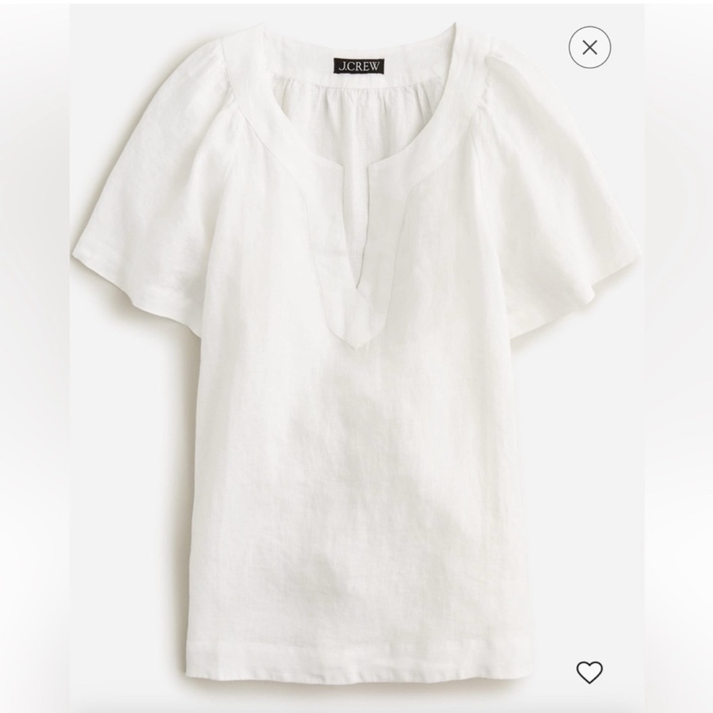 Flutter sleeve linen v-neck top, from J.Crew, #BR063, RN77388